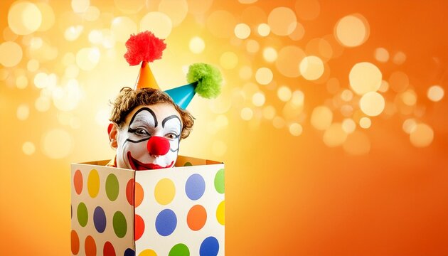 BRINQUEDO DE BOBO DA CORTE COM MOLAS SALTANDO DE CAIXA-SUPRESA EM UM CONCEITO DE PEGADINHA DE 1&ordm; DE ABRIL, DIA DA MENTIRA