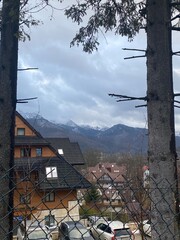 houses in the mountains - obrazy, fototapety, plakaty