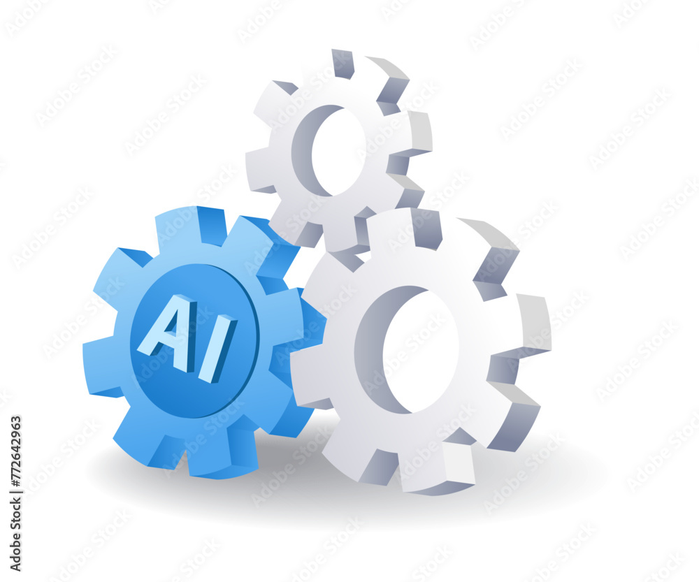 Aufkleber Artificial intelligence update progress flat isometric 3d illustration