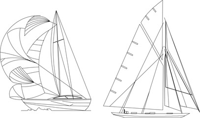 Adobe Illustrator Artwork vector design sketch illustration of a sailing ship for sailing the sea - obrazy, fototapety, plakaty