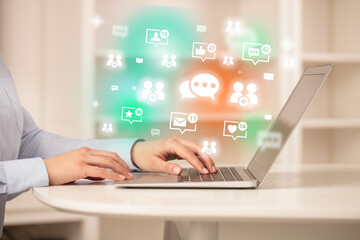 Young person surfing on social media network