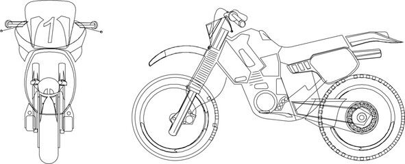 Adobe Illustrator Artwork vector design sketch illustration of trail motorbike land transportation for passing through the forest