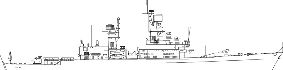 Adobe Illustrator Artwork  vector design sketch illustration of warship sea transportation for world war