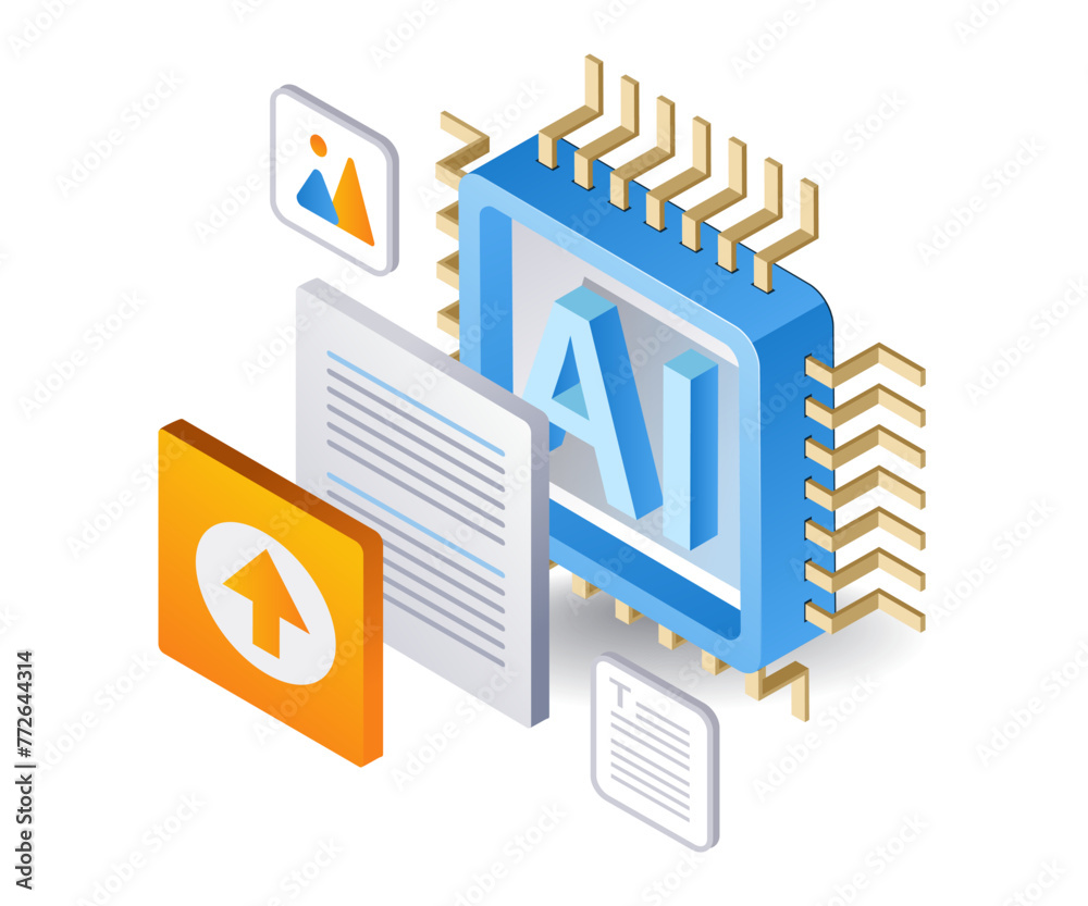 Poster Artificial intelligence create data flat isometric 3d illustration