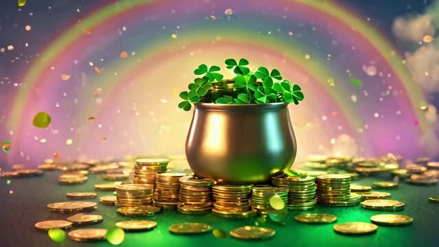 pot of gold coins st patrick day