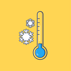 Cold thermometer with snow