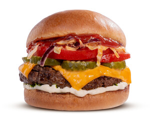 Fresh tasty burger isolated on transparent background
