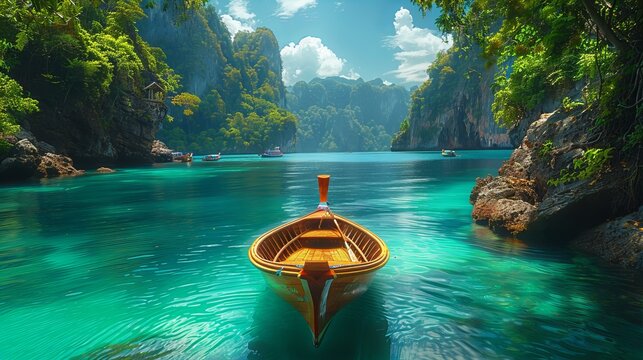 Stunning Thailand wallpaper in 8K resolution featuring an amazing view with boats