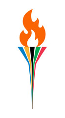 Olympic torch with flame, isolated on transparent background. The symbol of the Olympic Games. Flat design. Vector illustration
