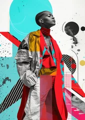 Deurstickers Abstract artistic female collage illustration. Trendy fashion collage © ink drop