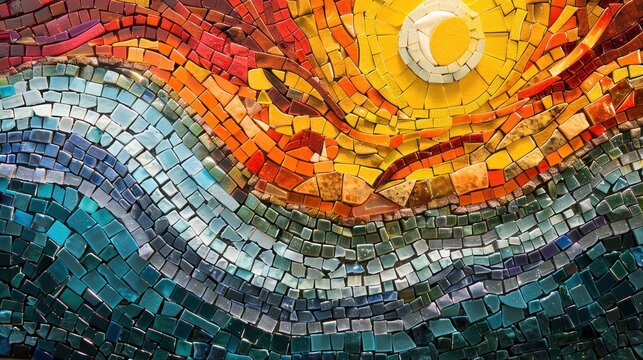 Sustainable synergy: Witness the fusion of entrepreneurial spirit and renewable energy innovation in a vibrant mosaic of tiles.