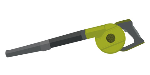 Leaf blower flat vector illustration. Handheld, cordless blower, outdoor electric gardening tool.