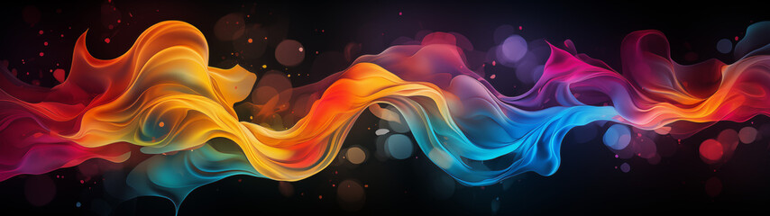 Vivid Abstract Fluid Shapes with Luminous Particles - Desktop Background - obrazy, fototapety, plakaty
