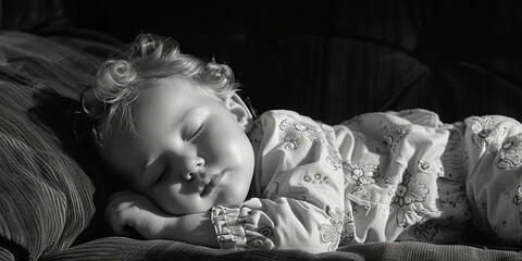 Baby Sleeping Serenely and Calmly in Crib