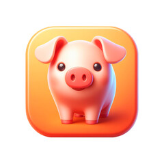3D pink pig illustration.