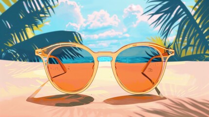 Sunglasses  A travel staple for sunny destinations, handdrawn illustration, dreamy background