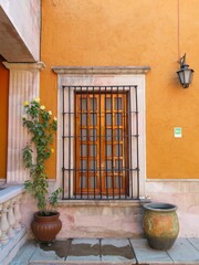 old colonial door in the town, mexico