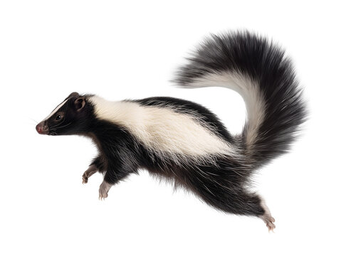 Skunk jumping pose on isolated background