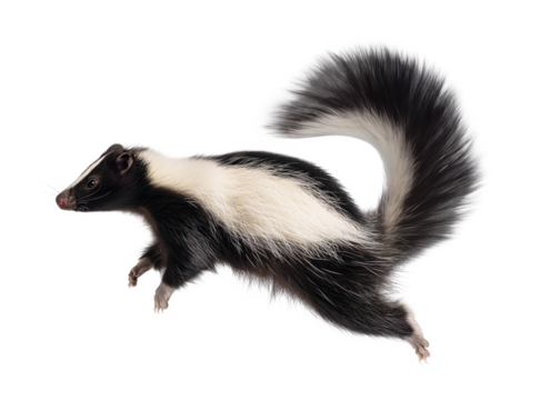 Skunk jumping pose on isolated background
