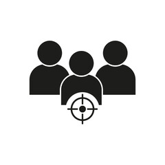 Target audience icon. Customer focus symbol. Market segmentation graphic. User targeting concept. Vector illustration. EPS 10.