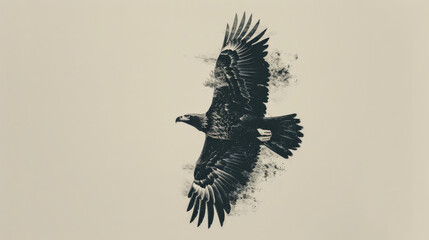 Fototapeta premium A black and white bird with a white wing is flying in the air