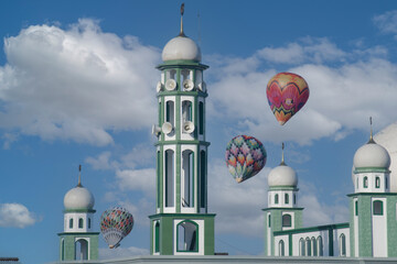 Traditional hot air balloons during the Ramadan holiday