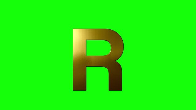 Golden Letter "R" Rotating On A Green Screen - Used For Video Editing