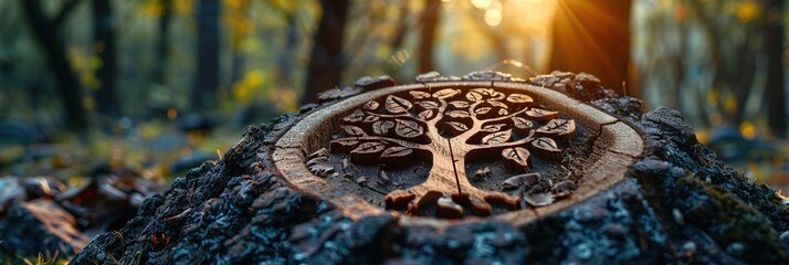 wood carvings on trees