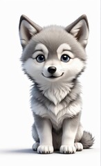 Obraz premium cute baby wolf isolated on white background