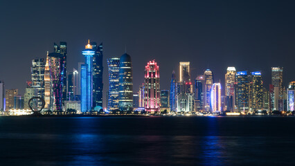 Fototapeta na wymiar Doha Skyline at night. Qatar. Doha Cityscape