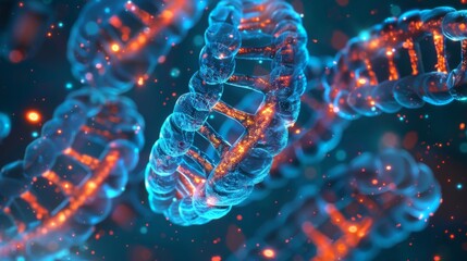A closeup image of mitochondrial DNA a circular and highly compacted molecule essential for cellular energy production.