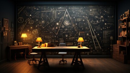 A chalkboard background with hand-drawn elements