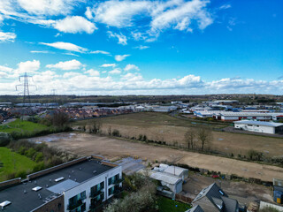 Aerial View of Central Leighton Buzzard Town of England Great Britain. 