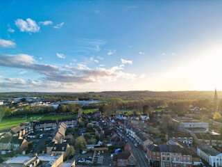 Aerial View of Central Leighton Buzzard Town of England Great Britain. 