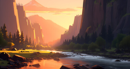the sun shines brightly on a valley of mountains - Powered by Adobe