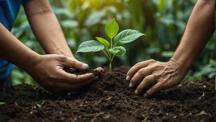 Fototapeta premium World environment day concept with tree care planting environment day, earth day, global warming day