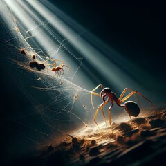 
in the spider's web - obrazy, fototapety, plakaty