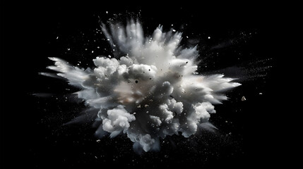 Black Background Explosion with White Powder - obrazy, fototapety, plakaty