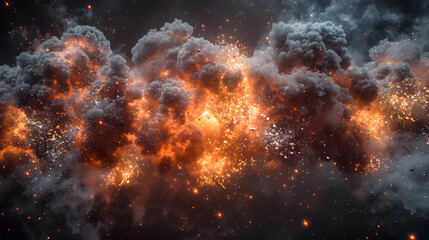 Flame Explosion and Smoke in black background  - obrazy, fototapety, plakaty