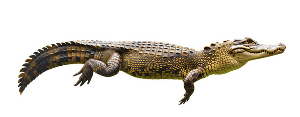 Fototapeta premium Swimming crocodile on isolated background