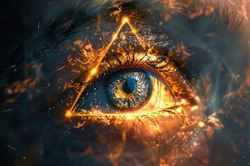 Eye of Providence. All-seeing God's eye. AI Generated