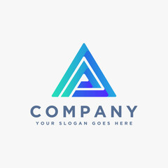 Modern triangle letter AP logo, letter PA logo icon vector on white background