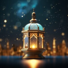 Eid mubarak and ramadan kareem greetings with islamic lantern and mosque. Eid al fitr background