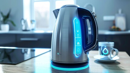 Smart Kettles  Kettles that can be controlled remotely, futuristic background