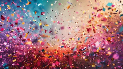 Fotobehang Get swept away by the dazzling display of festive confetti cannons creating an explosion of color and joy © Justlight