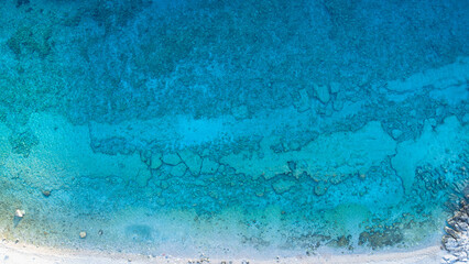 Sea aerial view. Turquoise sea aerial view copy space for text. Travel concept.