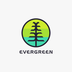 letter E for evergreen tree logo icon vector template on white background
