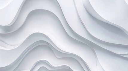 Curved white 3D waves on a clean background - A white, clean design with three-dimensional curved waves gives a serene and calming aesthetic