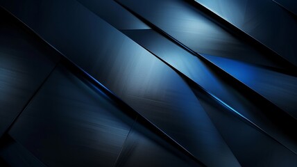 Dark blue metallic surface with abstract shapes - High-resolution image showcasing a dark blue metallic surface intersected by sleek abstract shapes - obrazy, fototapety, plakaty