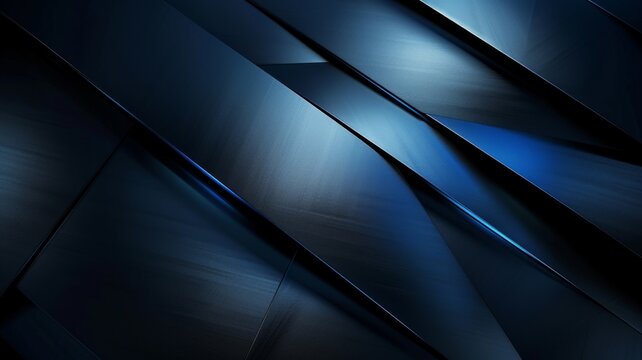 Dark blue metallic surface with abstract shapes - High-resolution image showcasing a dark blue metallic surface intersected by sleek abstract shapes